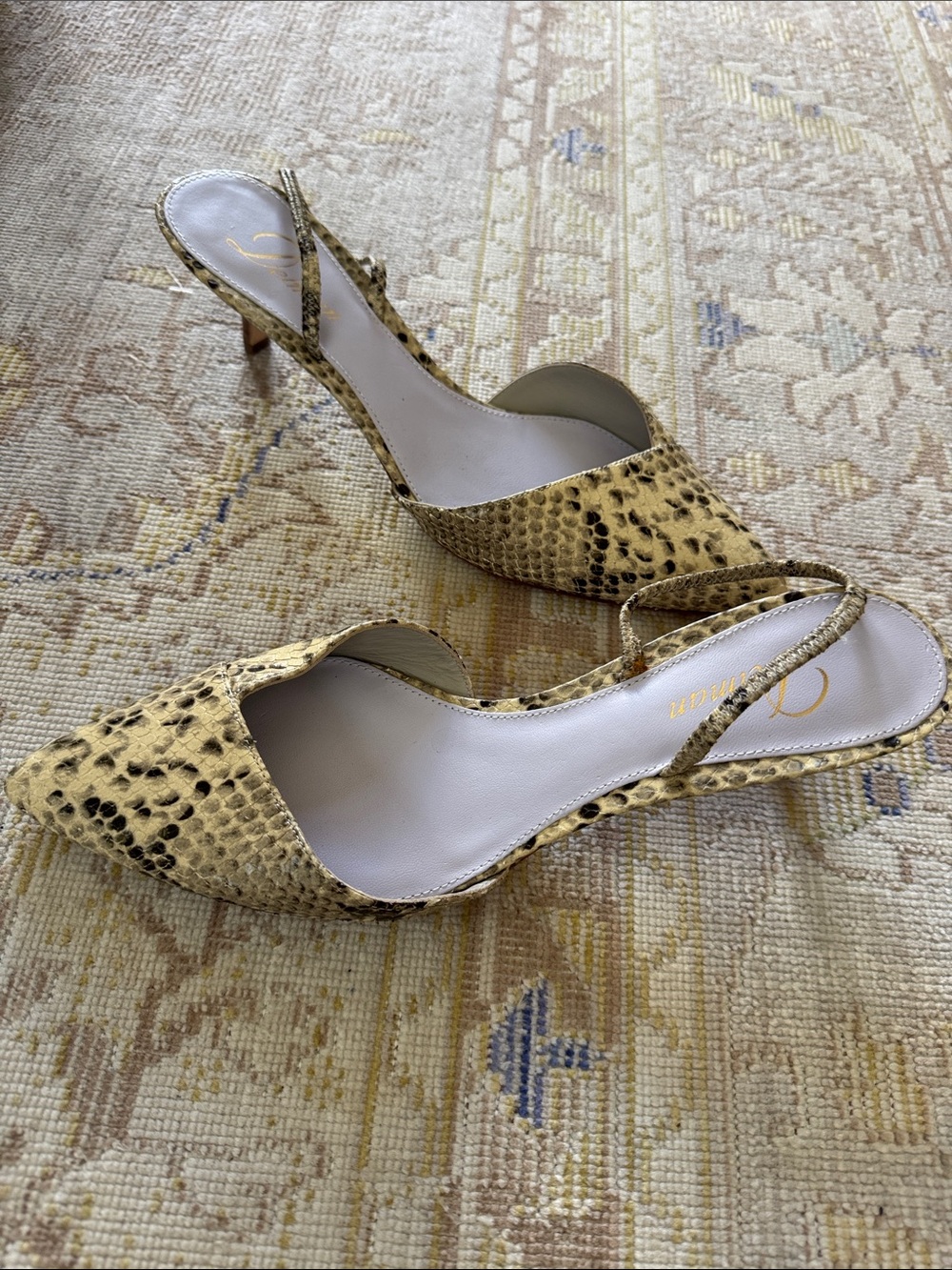 Delman Snakeprint Print Slingback Heels Size 9.5